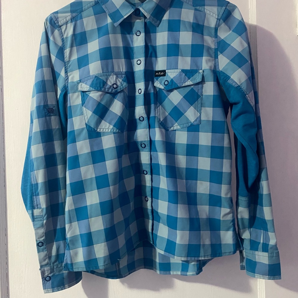 NRS Xs Women’s Plaid Blue Nylon & Polyester Long Sleeve Guide Shirt